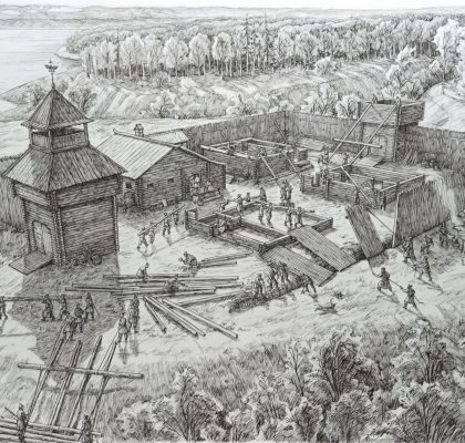 1731 г. Строительство Обдорского острога. Лето.